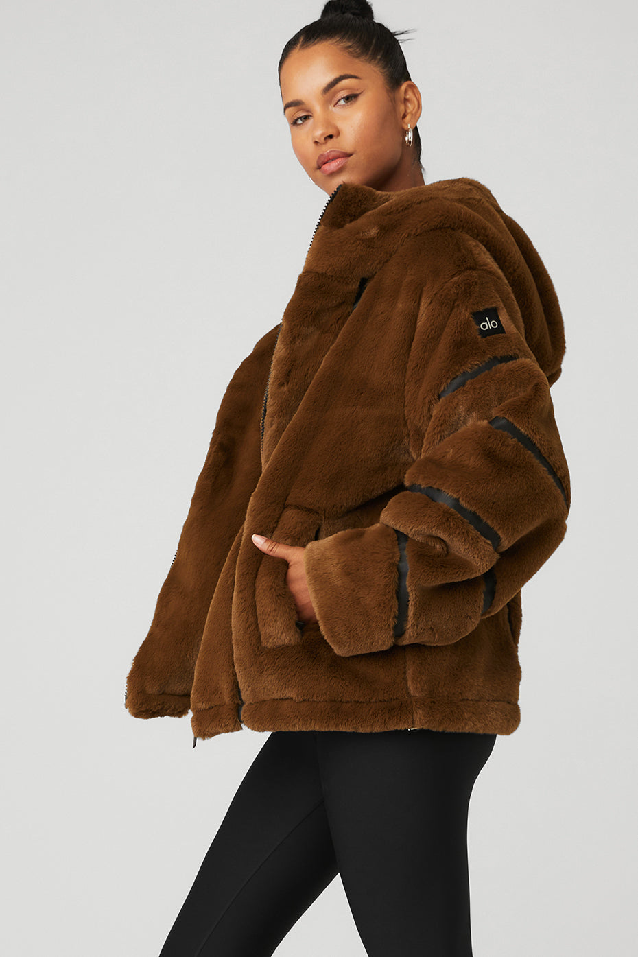 Chocolate Women's Alo Yoga Knock Out Faux Fur Jackets | YIR-512487