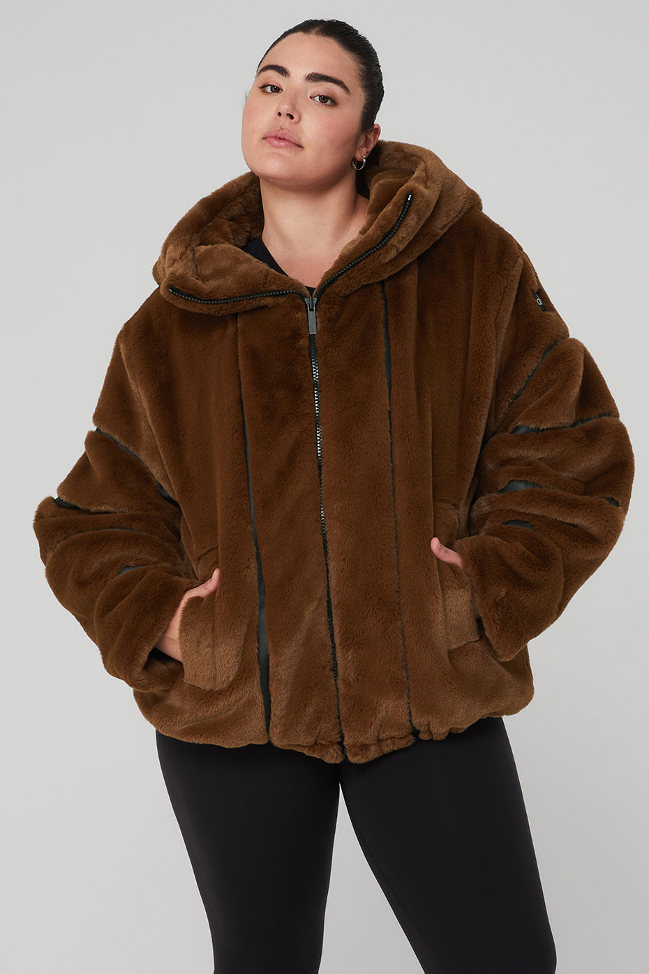 Chocolate Women's Alo Yoga Knock Out Faux Fur Jackets | YIR-512487