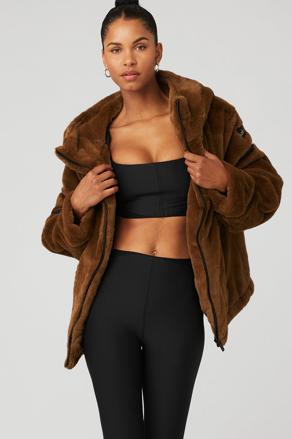 Chocolate Women\'s Alo Yoga Knock Out Faux Fur Jackets | YIR-512487