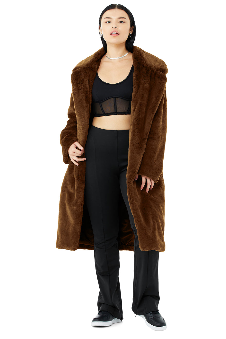 Chocolate Women's Alo Yoga Oversized Faux Fur Trench Coats | LKH-971263