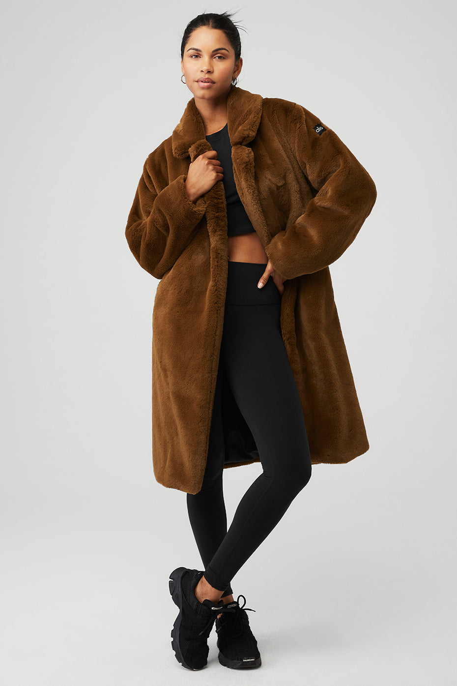 Chocolate Women\'s Alo Yoga Oversized Faux Fur Trench Coats | LKH-971263