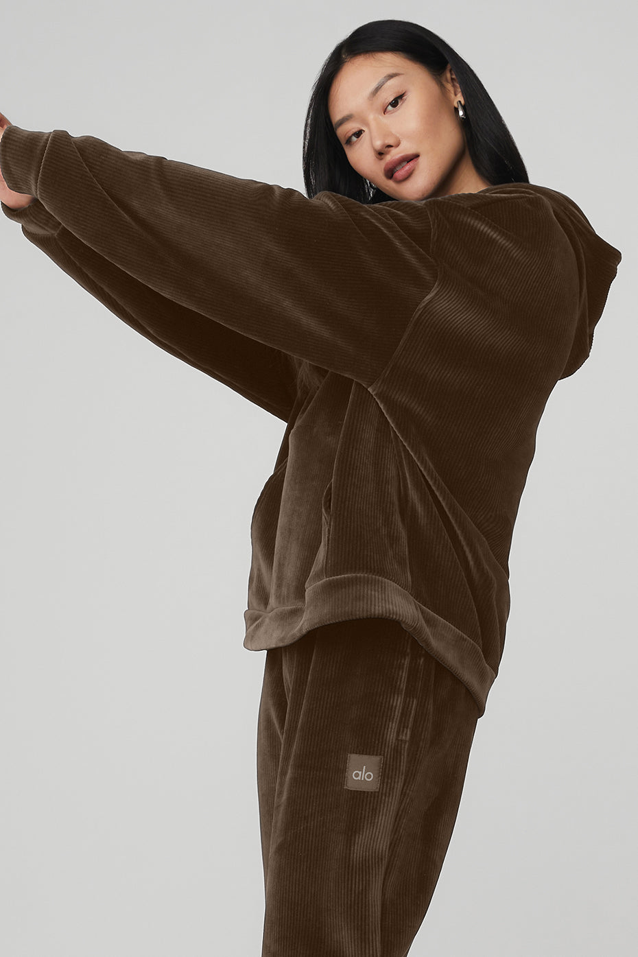 Chocolate Women's Alo Yoga Velour Baller Hoodie | BAW-291537