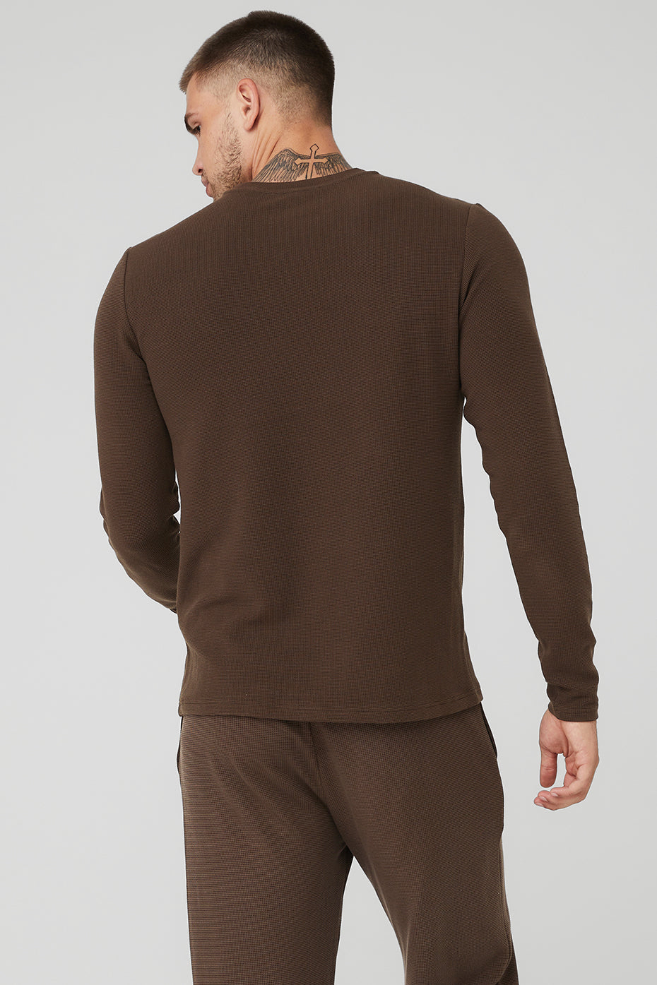 Coffee Men's Alo Yoga Micro Waffle Fast Break Tee Long Sleeve | WCT-943628