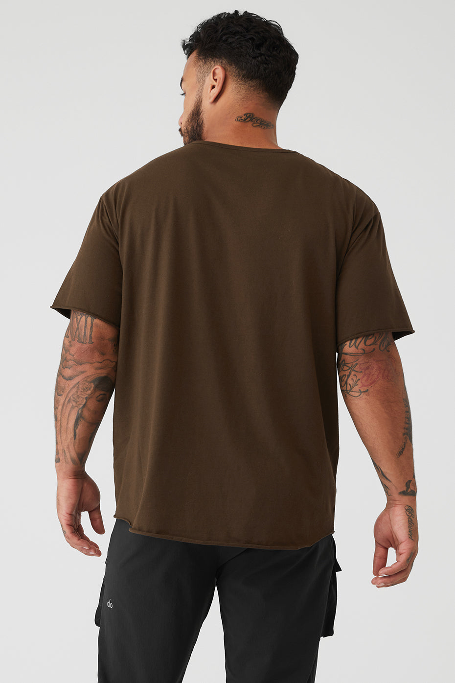 Coffee Men's Alo Yoga Society Crewneck Tee Short Sleeve | MAU-860429