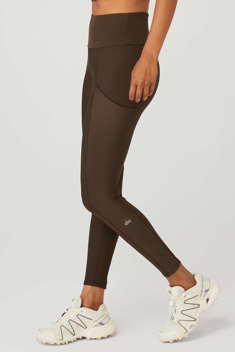 Coffee Women's Alo Yoga Ribbed Airlift High-Waist 7/8 Enchanted Leggings | FNK-865307