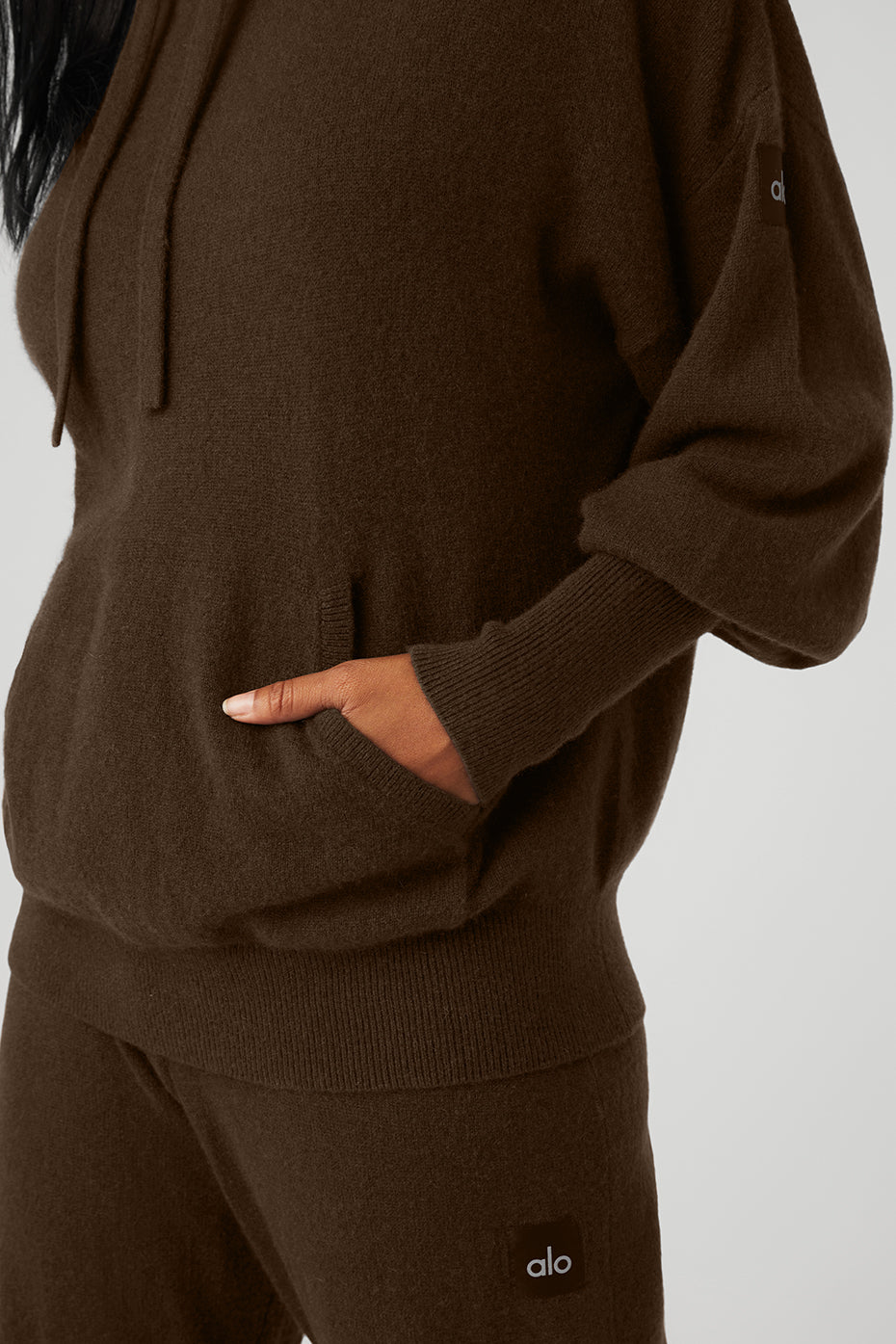 Dark Coffee Women's Alo Yoga Cashmere Jet Set Hoodie | RUC-564730