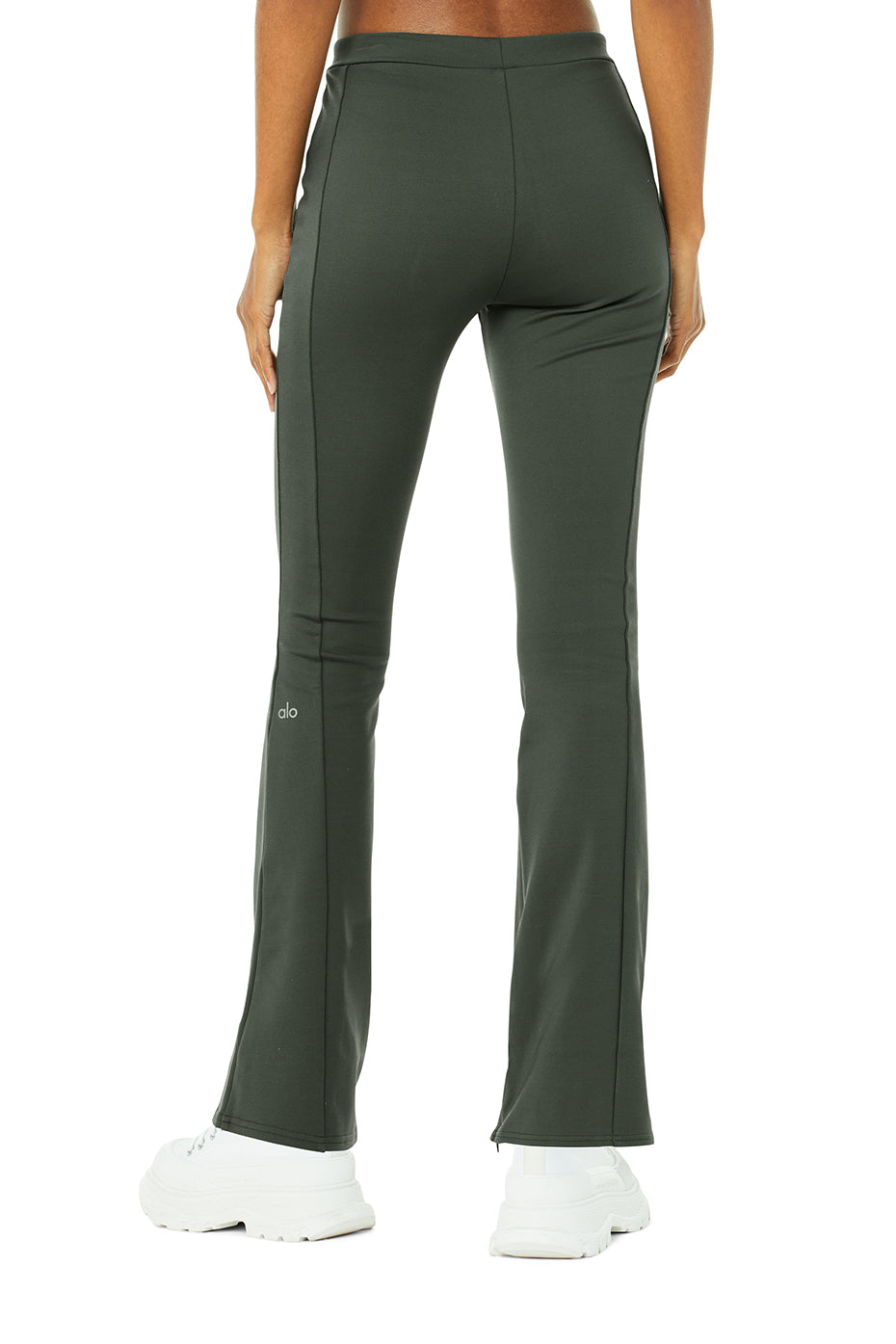 Dark Green Women's Alo Yoga High-Waist 7/8 Zip It Flare Leggings | SGR-870245