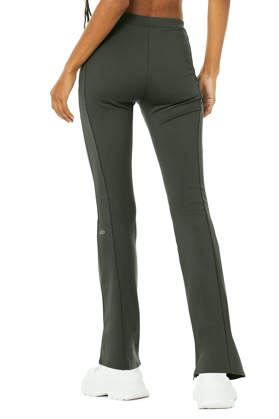 Dark Green Women's Alo Yoga High-Waist Zip It Flare Leggings | NZR-918450