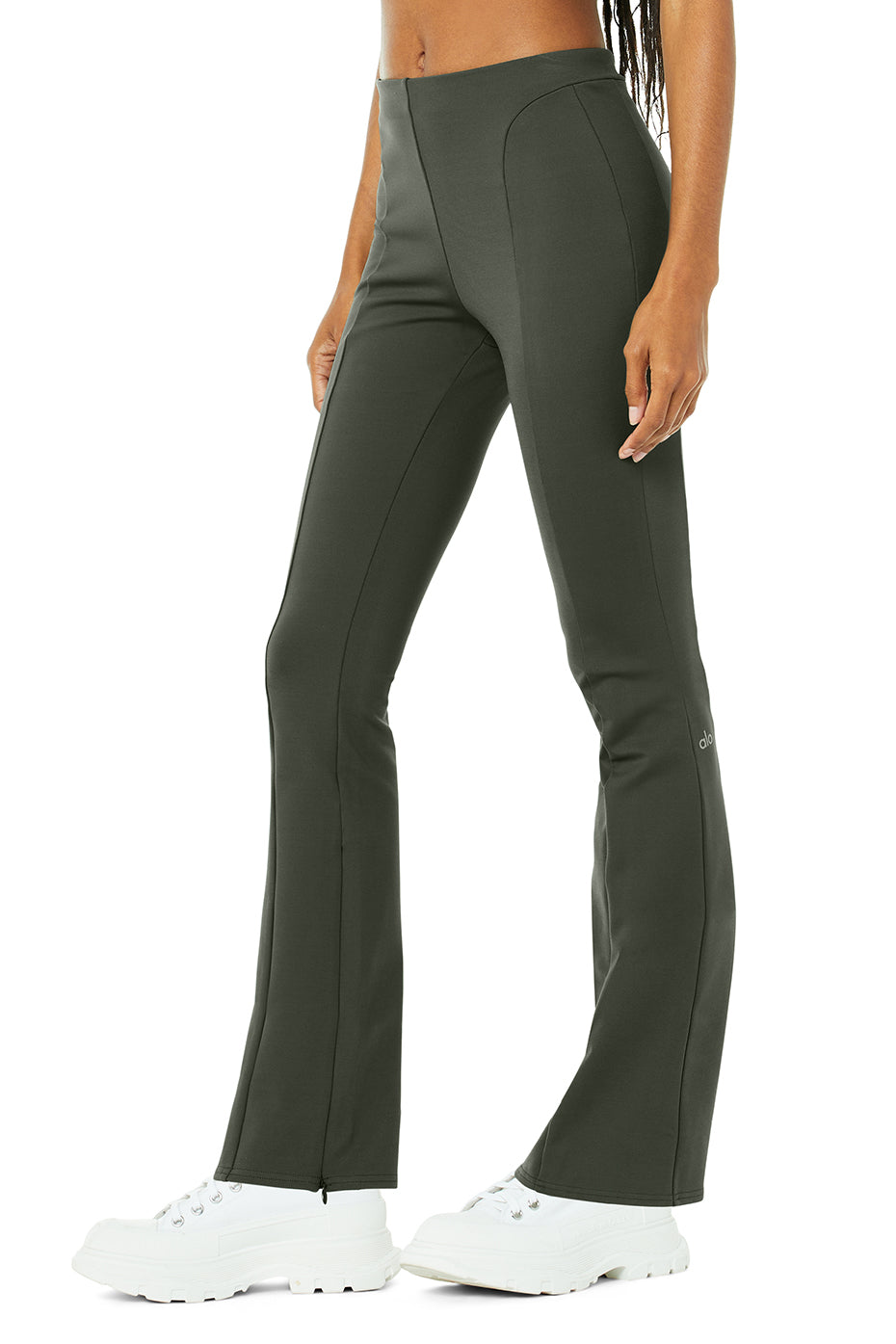 Dark Green Women's Alo Yoga High-Waist Zip It Flare Leggings | NZR-918450