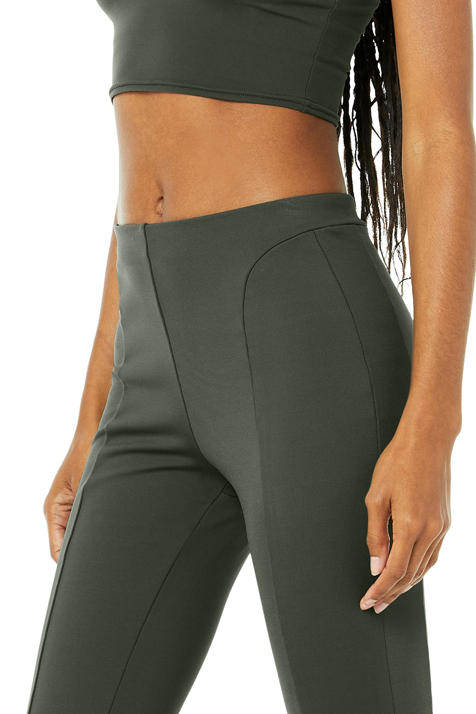 Dark Green Women's Alo Yoga High-Waist Zip It Flare Leggings | NZR-918450