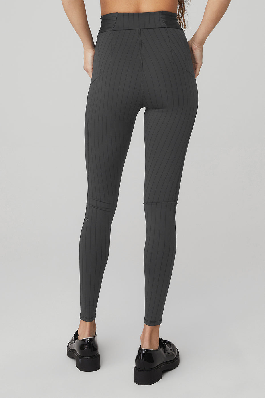 Dark Grey / Black Women's Alo Yoga Pinstripe Jacquard Extreme High-Waist Leggings | VJM-032947