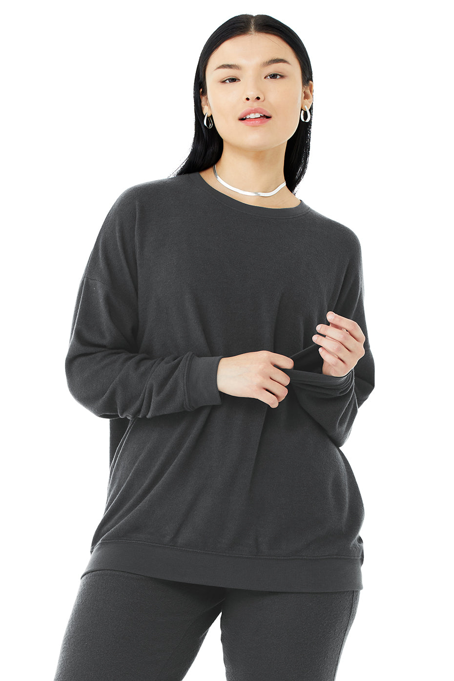 Dark Grey Women's Alo Yoga Soho Pullover Long Sleeve | SBJ-962451