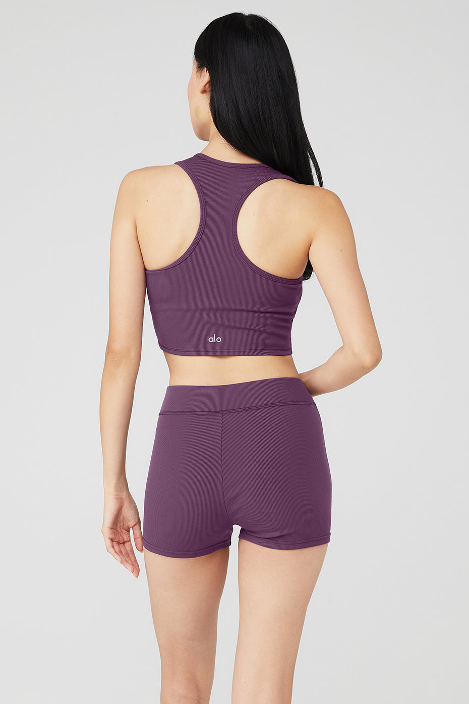 Dark Purple Women's Alo Yoga Goddess Ribbed Cropped Racerback Tanks | JAE-743026