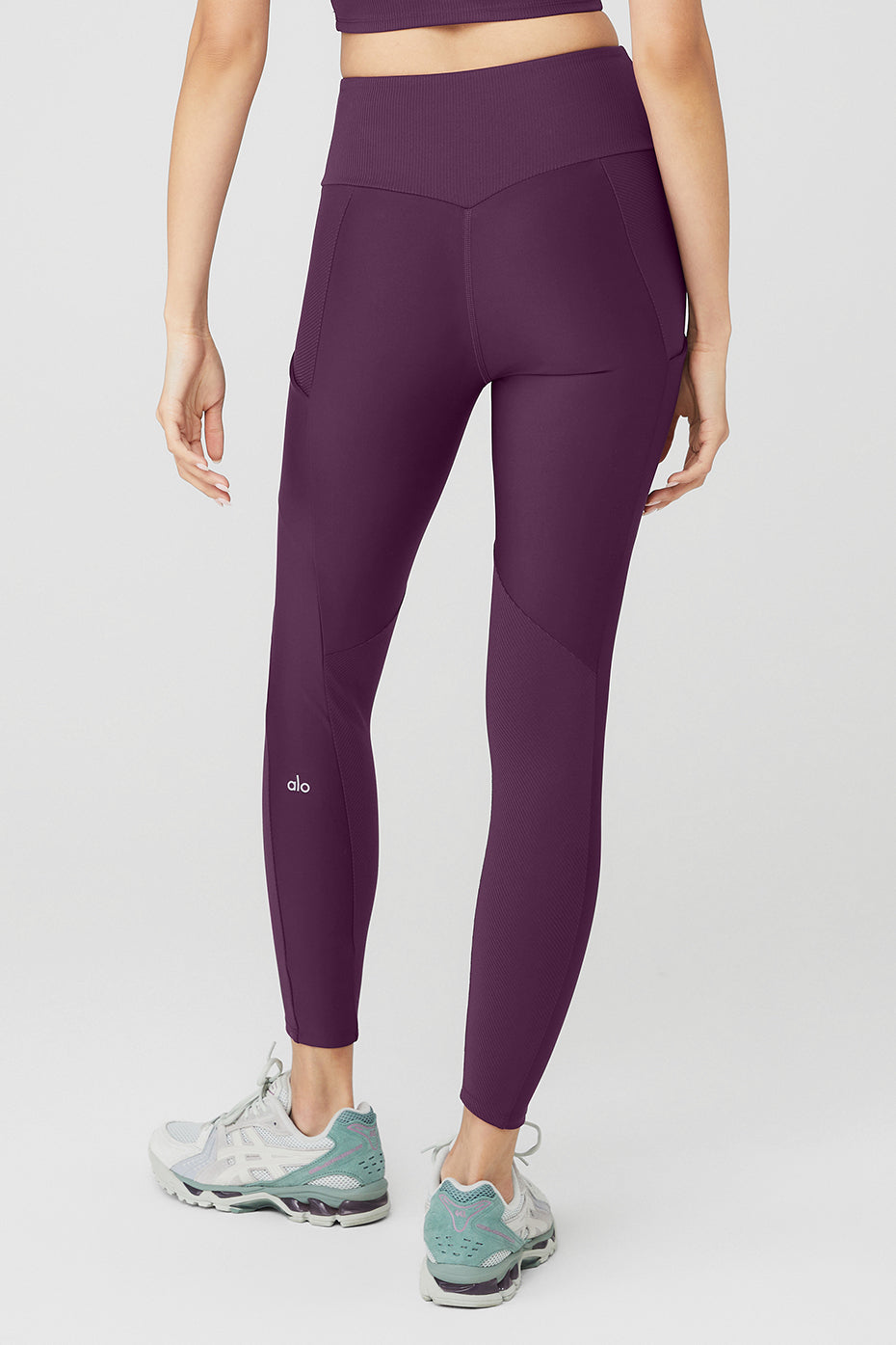 Dark Purple Women's Alo Yoga Ribbed Airlift High-Waist 7/8 Enchanted Leggings | BDJ-687041