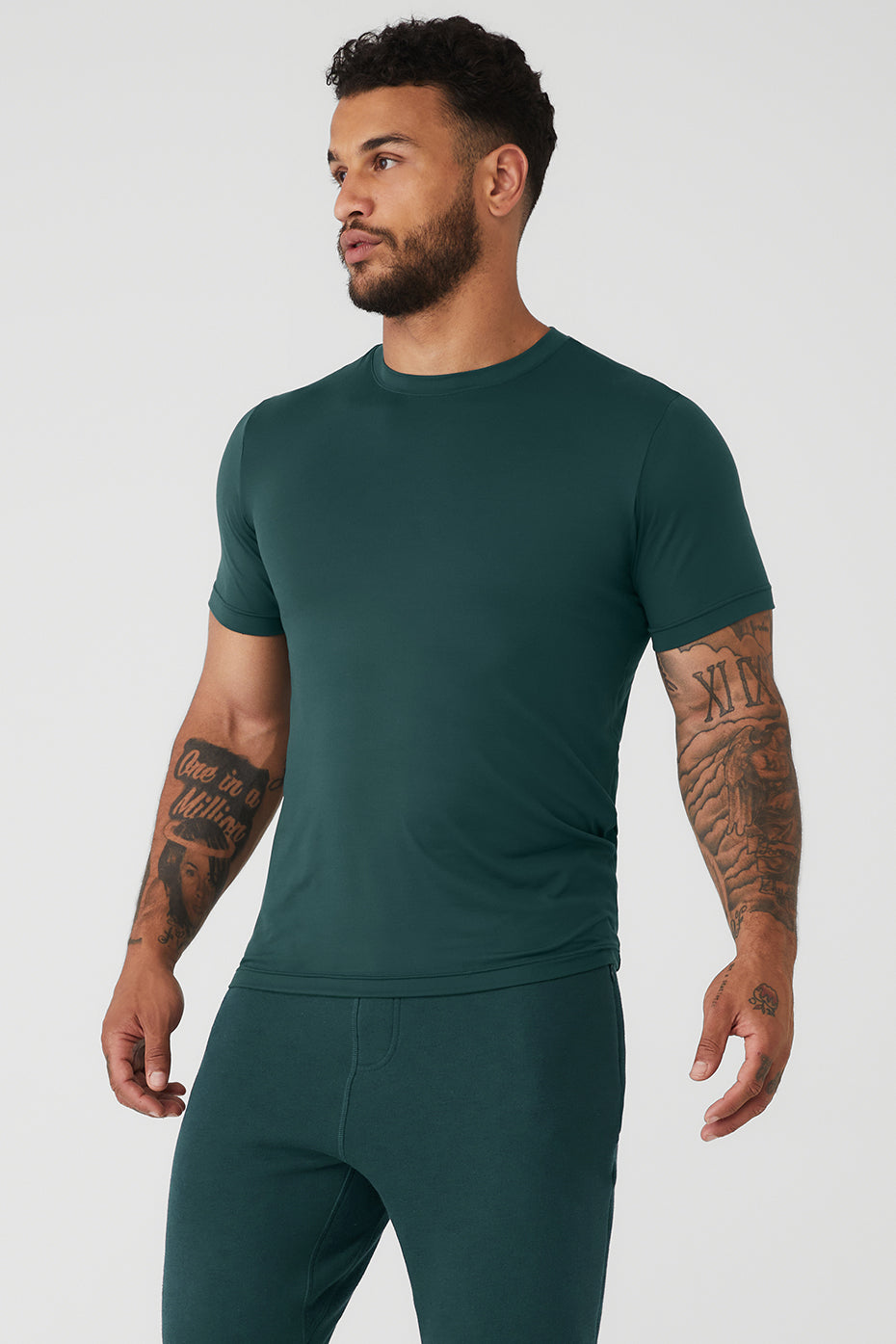 Green Men's Alo Yoga Conquer Reform Crewneck Short Sleeve | LWT-015246