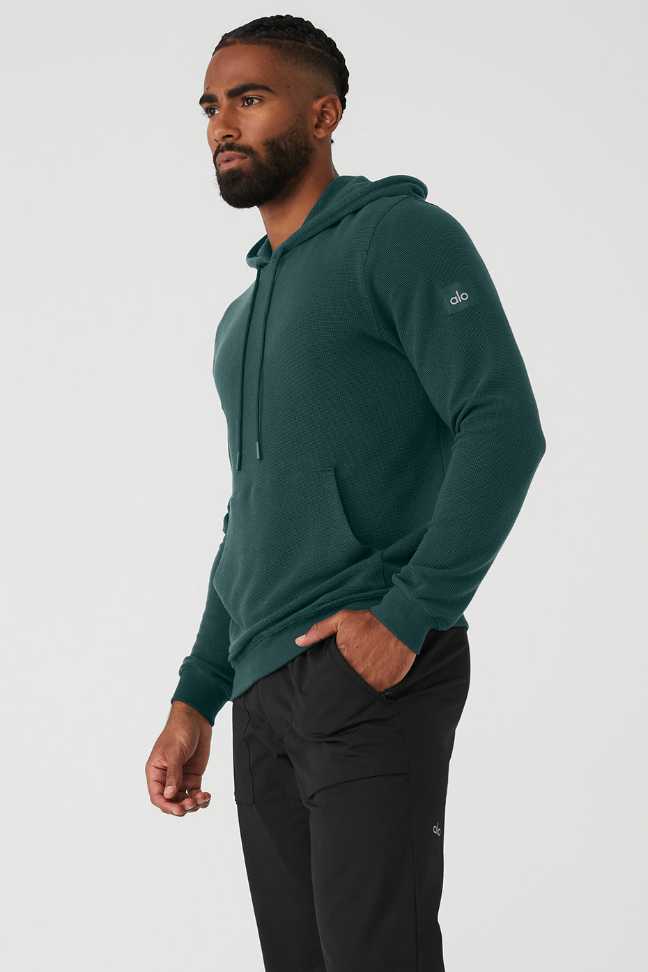 Green Men's Alo Yoga Micro Waffle Fast Break Hoodie | QZS-230469