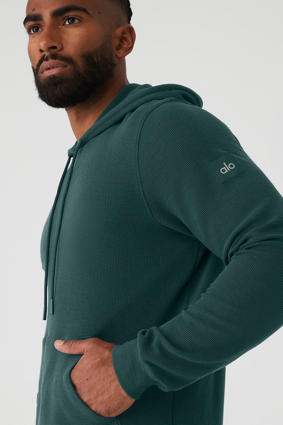 Green Men's Alo Yoga Micro Waffle Fast Break Hoodie | QZS-230469