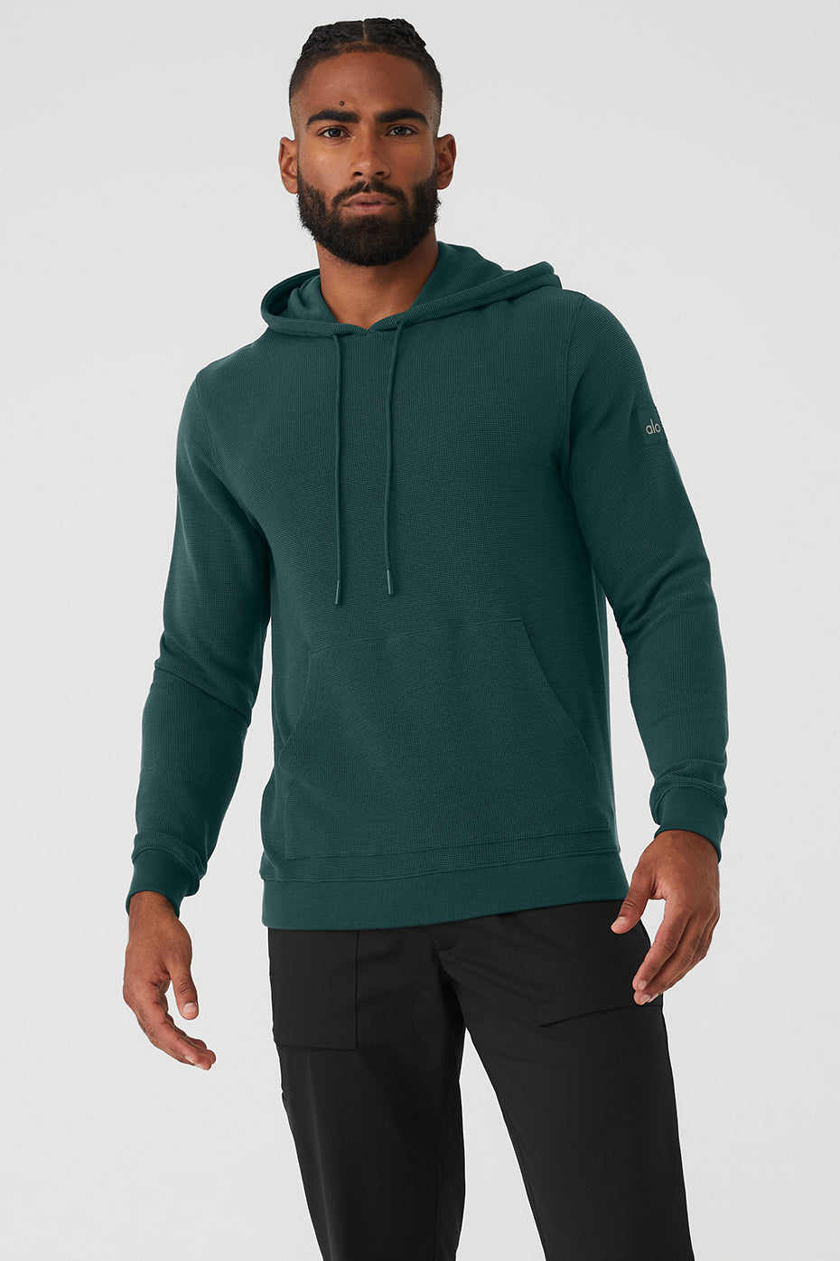 Green Men\'s Alo Yoga Micro Waffle Fast Break Hoodie | QZS-230469