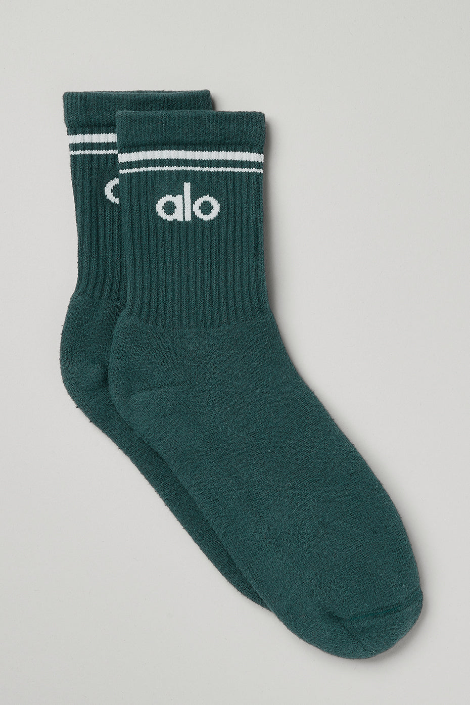 Green / White Unisex Alo Yoga Half-Crew Throwback Socks | IJS-403289