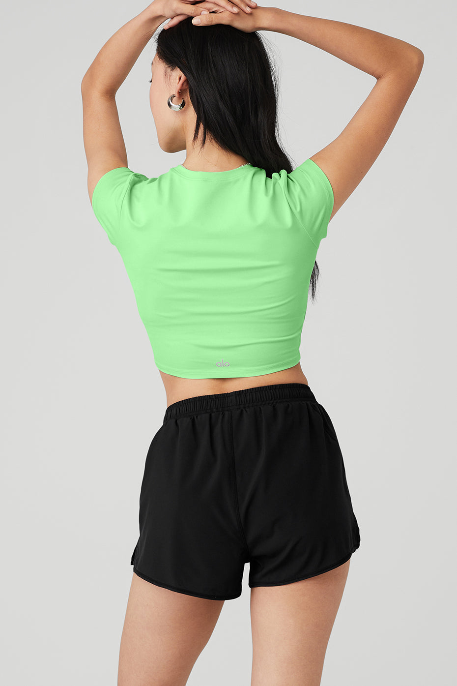 Green Women's Alo Yoga Alosoft Crop Finesse Short Sleeve | HAX-326057