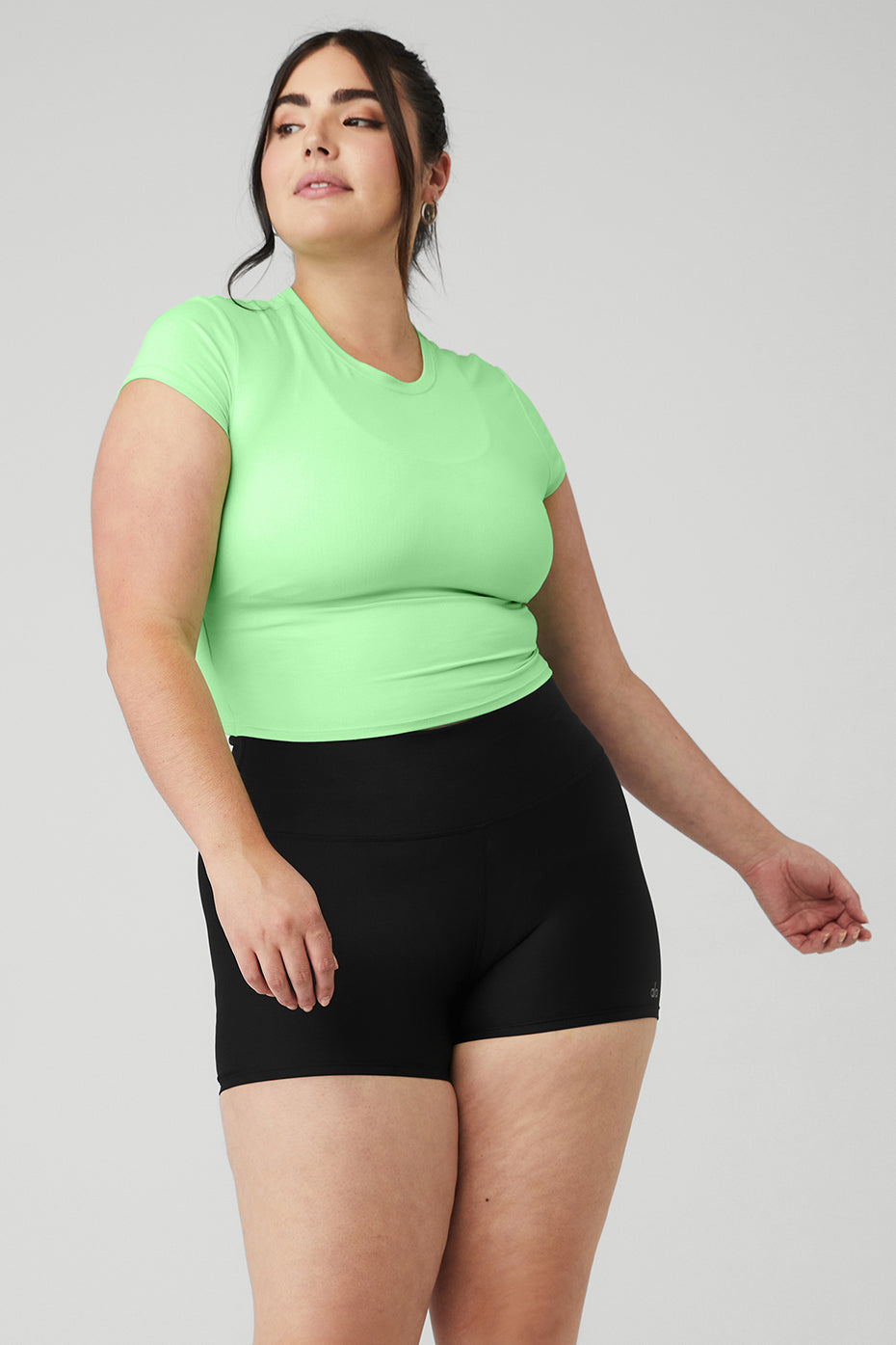 Green Women's Alo Yoga Alosoft Crop Finesse Short Sleeve | HAX-326057