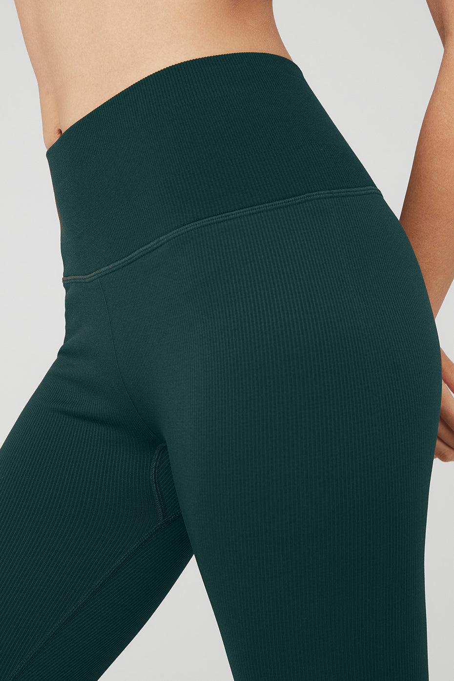 Green Women's Alo Yoga Seamless High-Waist Ribbed Leggings | RYK-103527