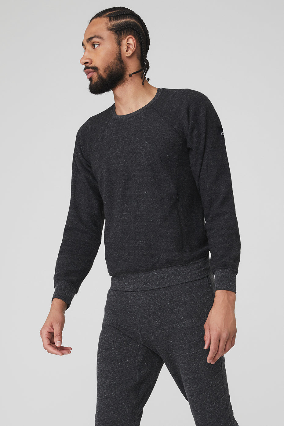 Grey Black Men's Alo Yoga Triumph Crew Neck Sweatshirts | BNY-639784