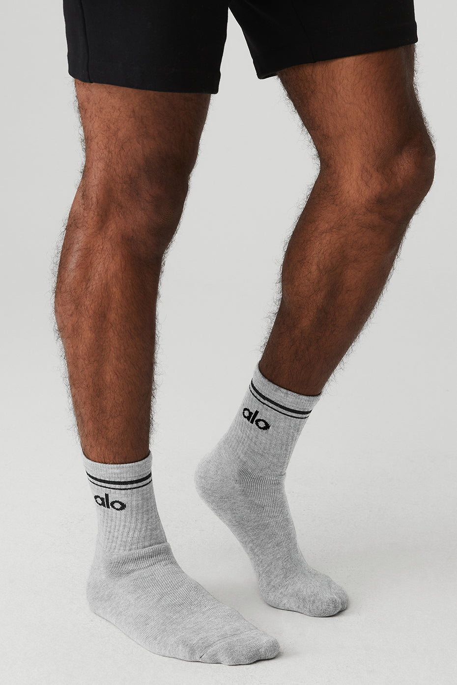 Grey / Black Unisex Alo Yoga Half-Crew Throwback Socks | DFQ-829537