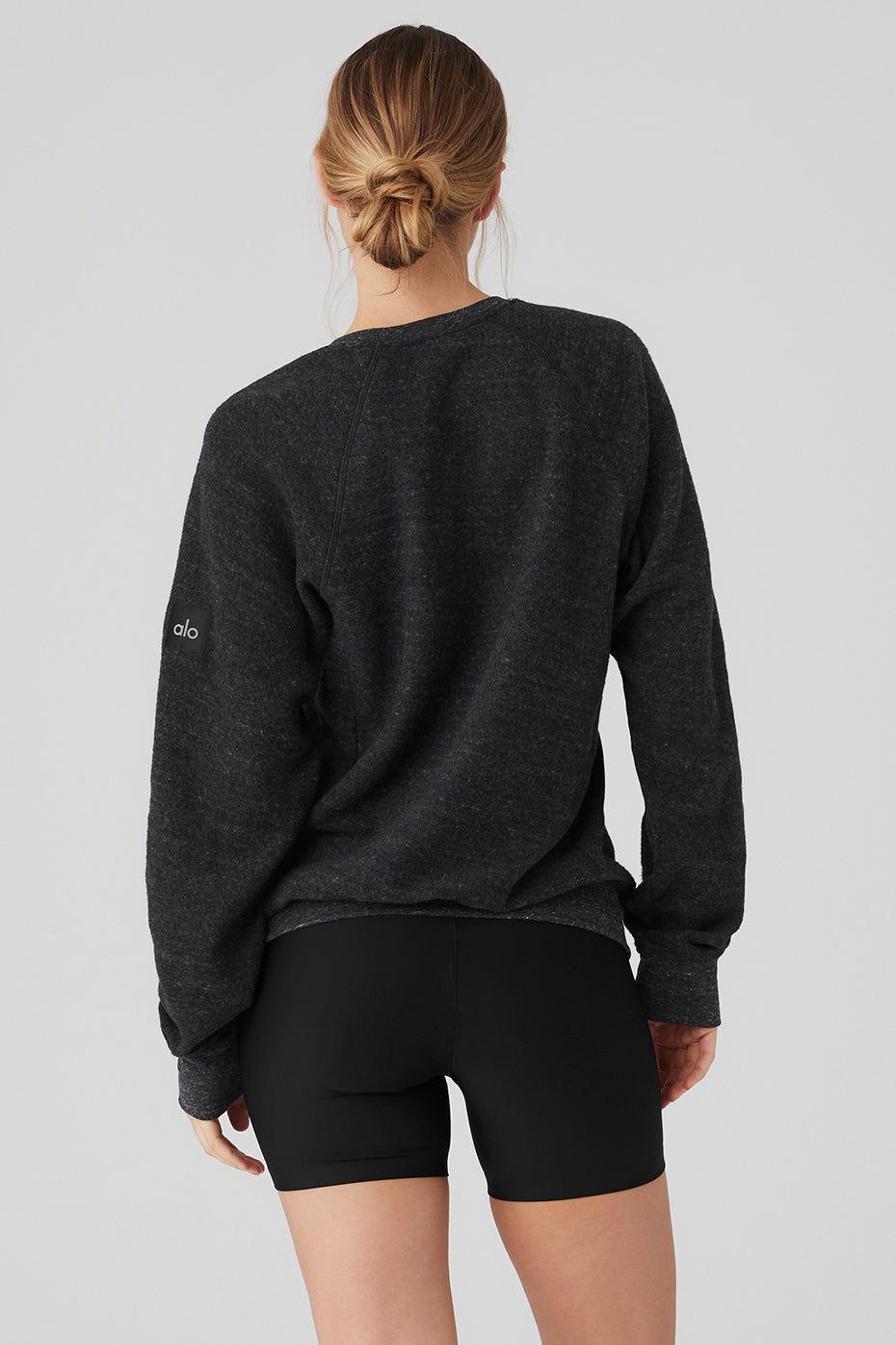 Grey Black Women's Alo Yoga Triumph Crew Neck Sweatshirts | XLB-140359