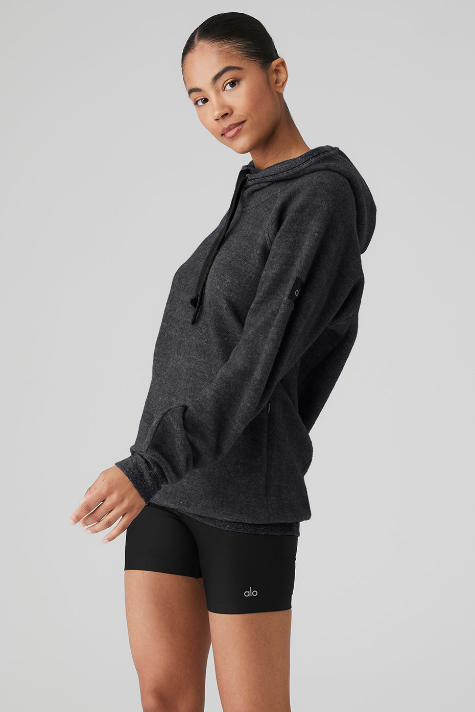 Grey Black Women's Alo Yoga Triumph Hoodie | QVX-156783