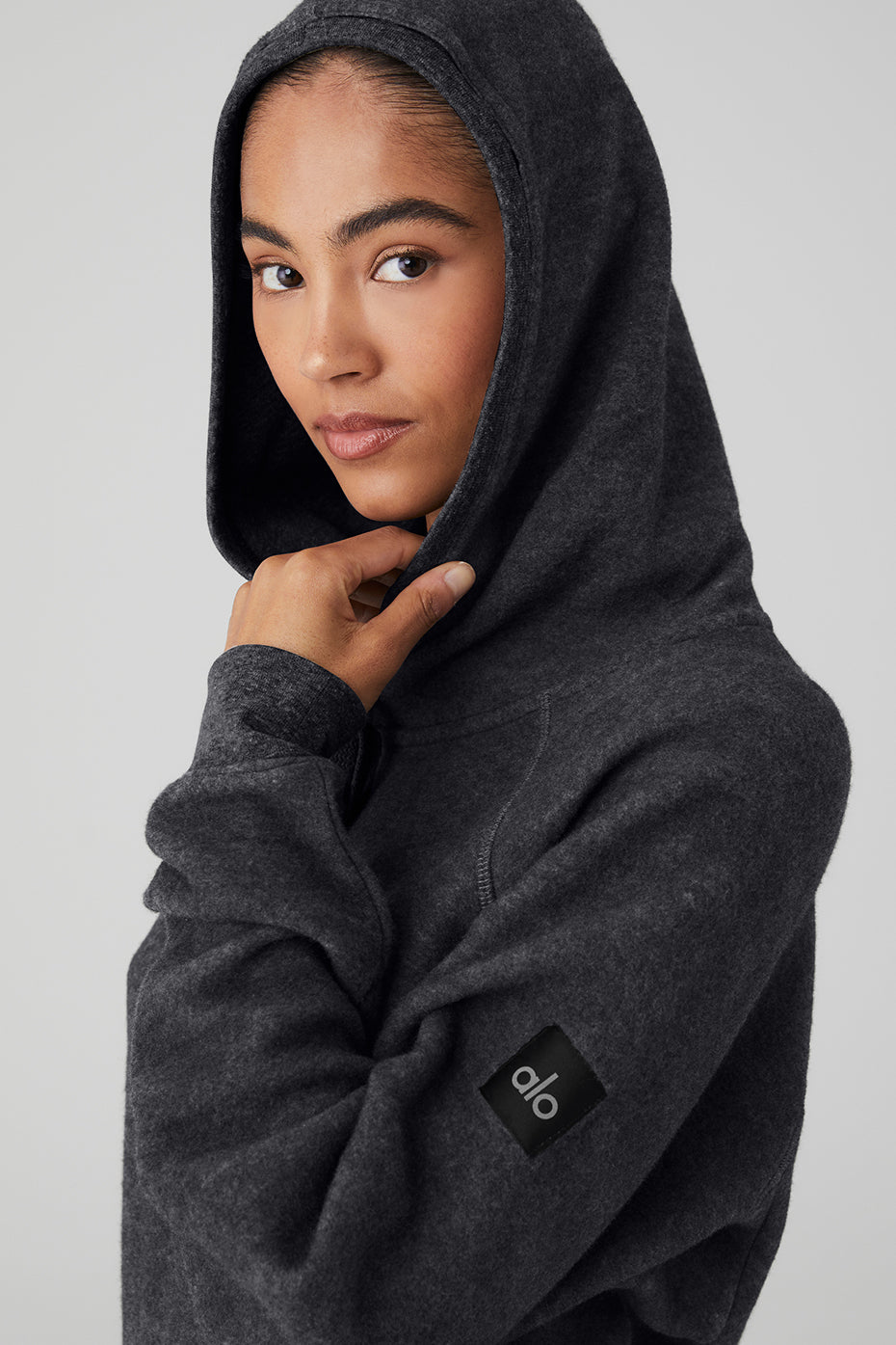 Grey Black Women's Alo Yoga Triumph Hoodie | QVX-156783