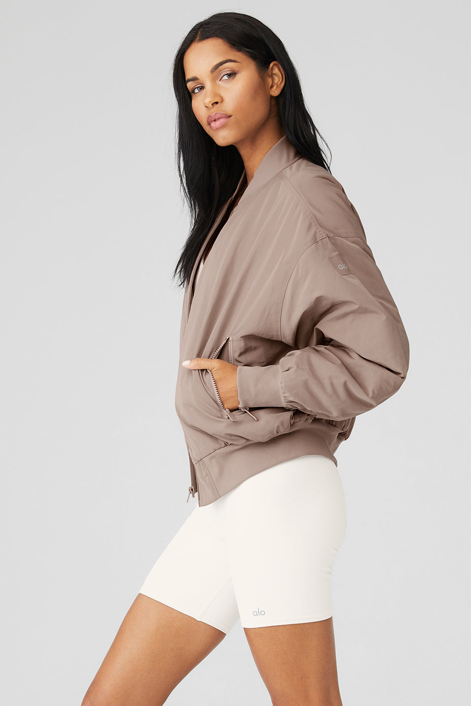 Grey Brown / White Women's Alo Yoga Faux Fur Urbanite Bomber Jackets | MBI-693245