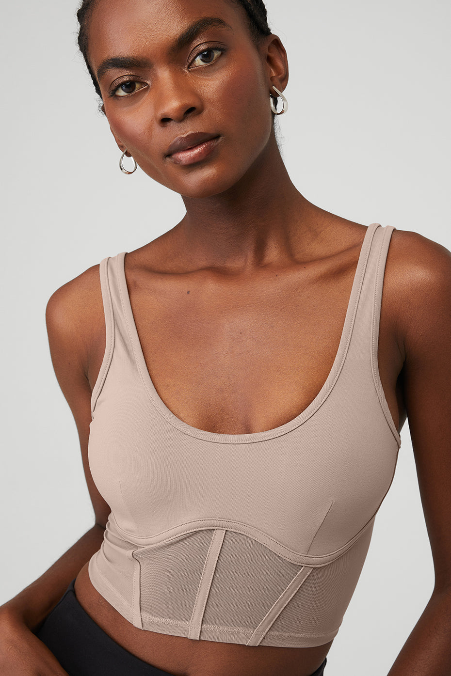 Grey Brown Women's Alo Yoga Airbrush Mesh Corset Bras | MWF-713825