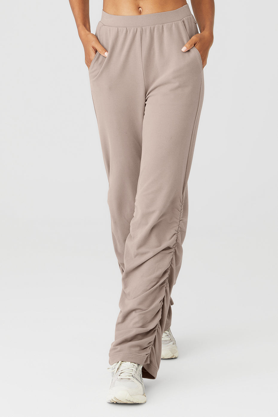 Grey Brown Women's Alo Yoga Ruched Soft Sculpt Sweatpants | XQM-219764