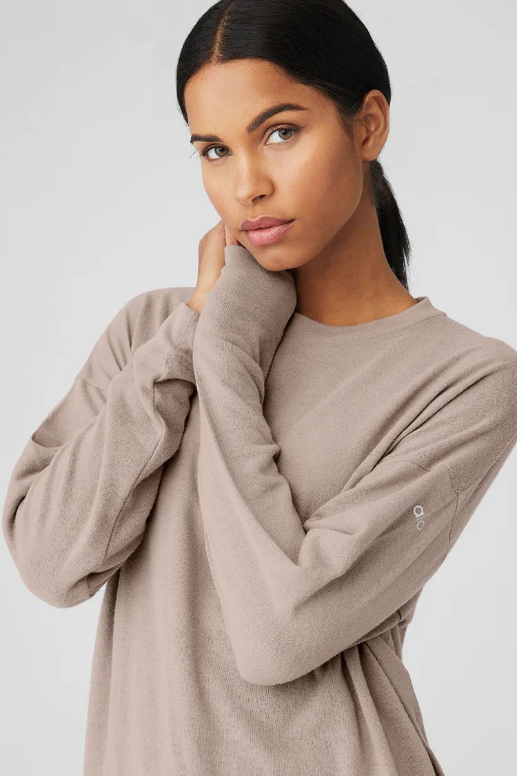 Grey Brown Women's Alo Yoga Soho Pullover Long Sleeve | IZY-280164