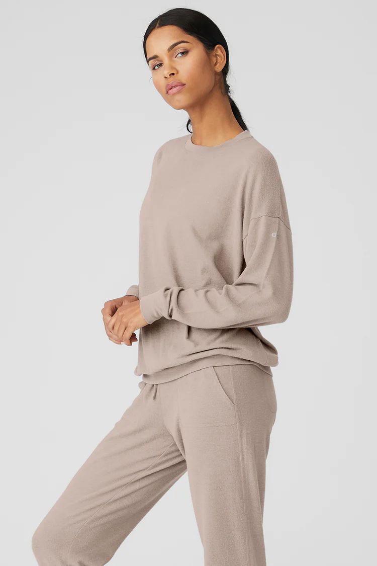 Grey Brown Women's Alo Yoga Soho Pullover Long Sleeve | IZY-280164