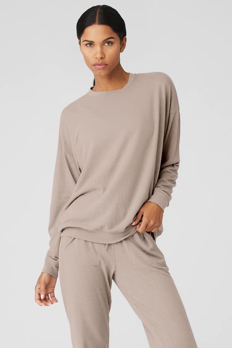 Grey Brown Women's Alo Yoga Soho Pullover Long Sleeve | IZY-280164