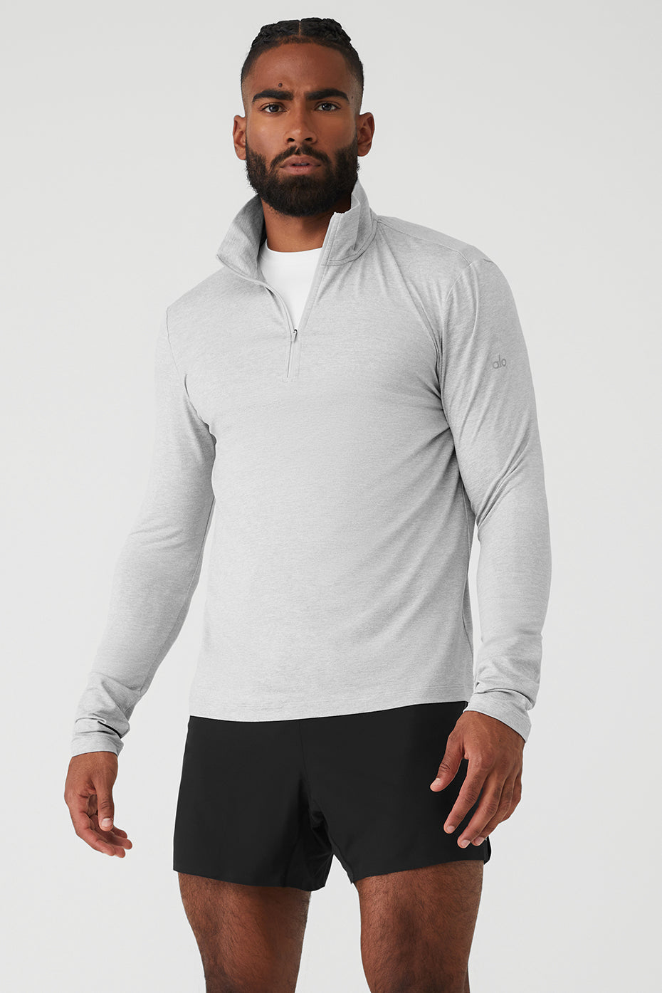 Grey Men\'s Alo Yoga Conquer 1/4 Zip Reform Long Sleeve | OUC-928735