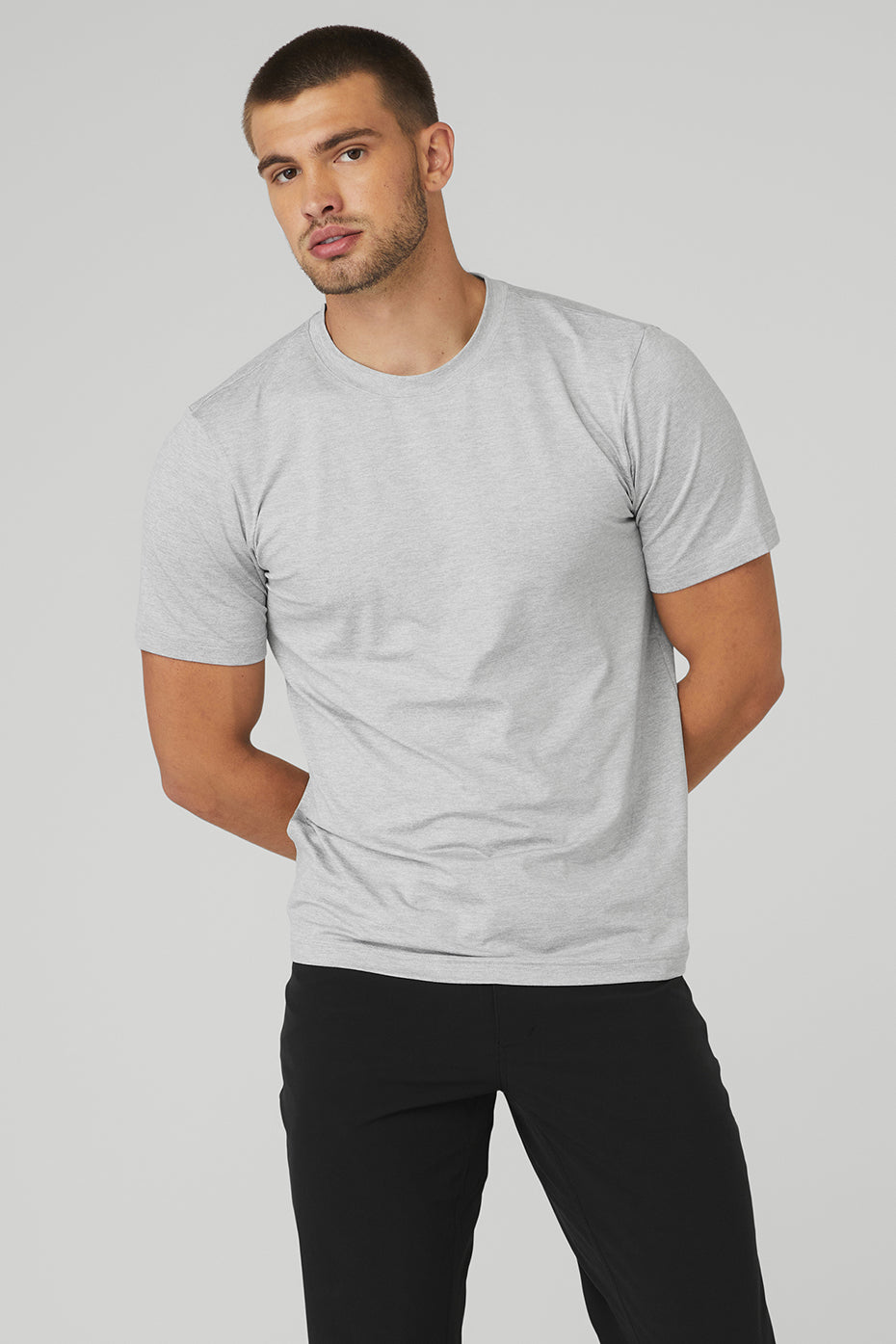 Grey Men\'s Alo Yoga Conquer Reform Crewneck Short Sleeve | ZQN-276301