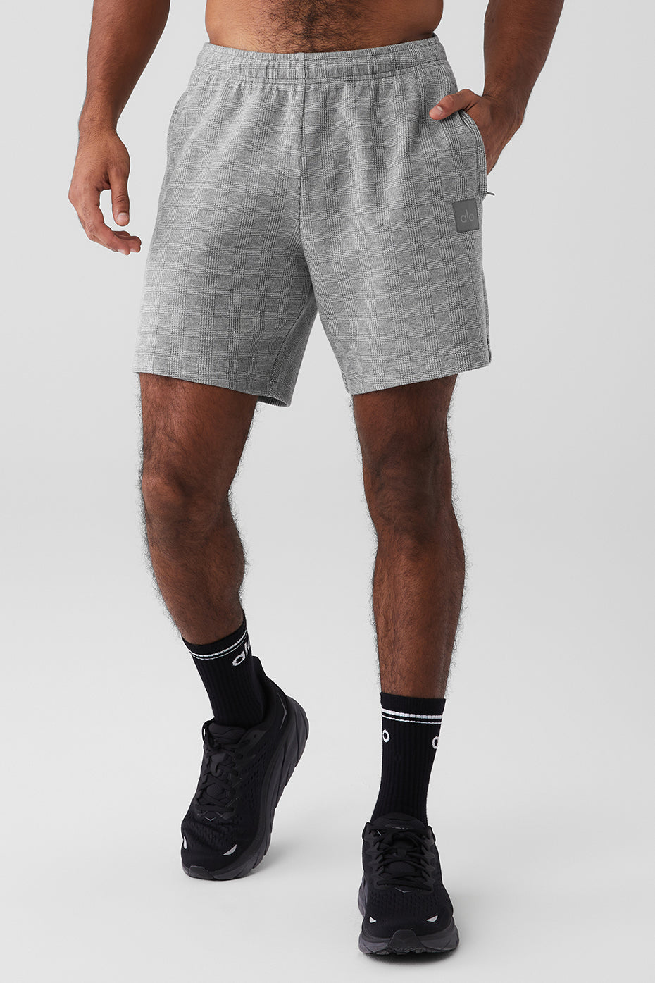 Grey Men\'s Alo Yoga Glenplaid Colosseum Shorts | MTI-642587