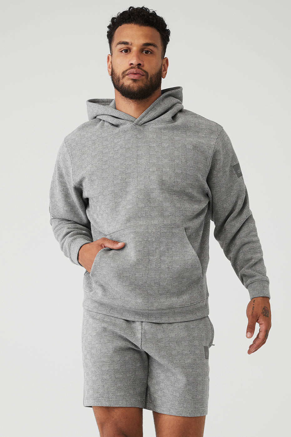 Grey Men\'s Alo Yoga Glenplaid Colosseum Hoodie | NBI-805271