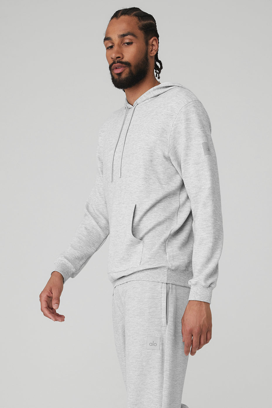 Grey Men's Alo Yoga Micro Waffle Fast Break Hoodie | RQZ-987620