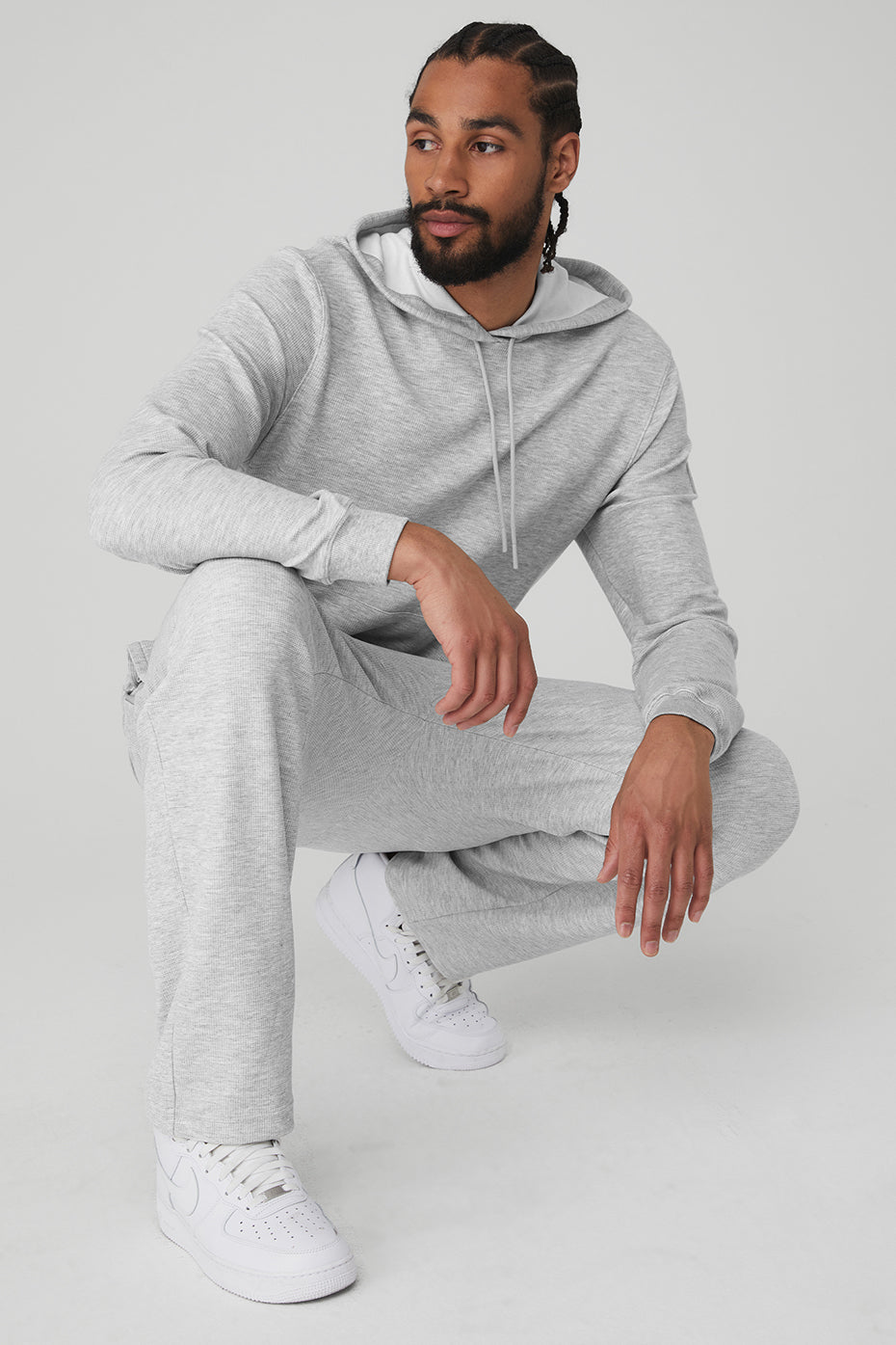 Grey Men's Alo Yoga Micro Waffle Fast Break Hoodie | RQZ-987620