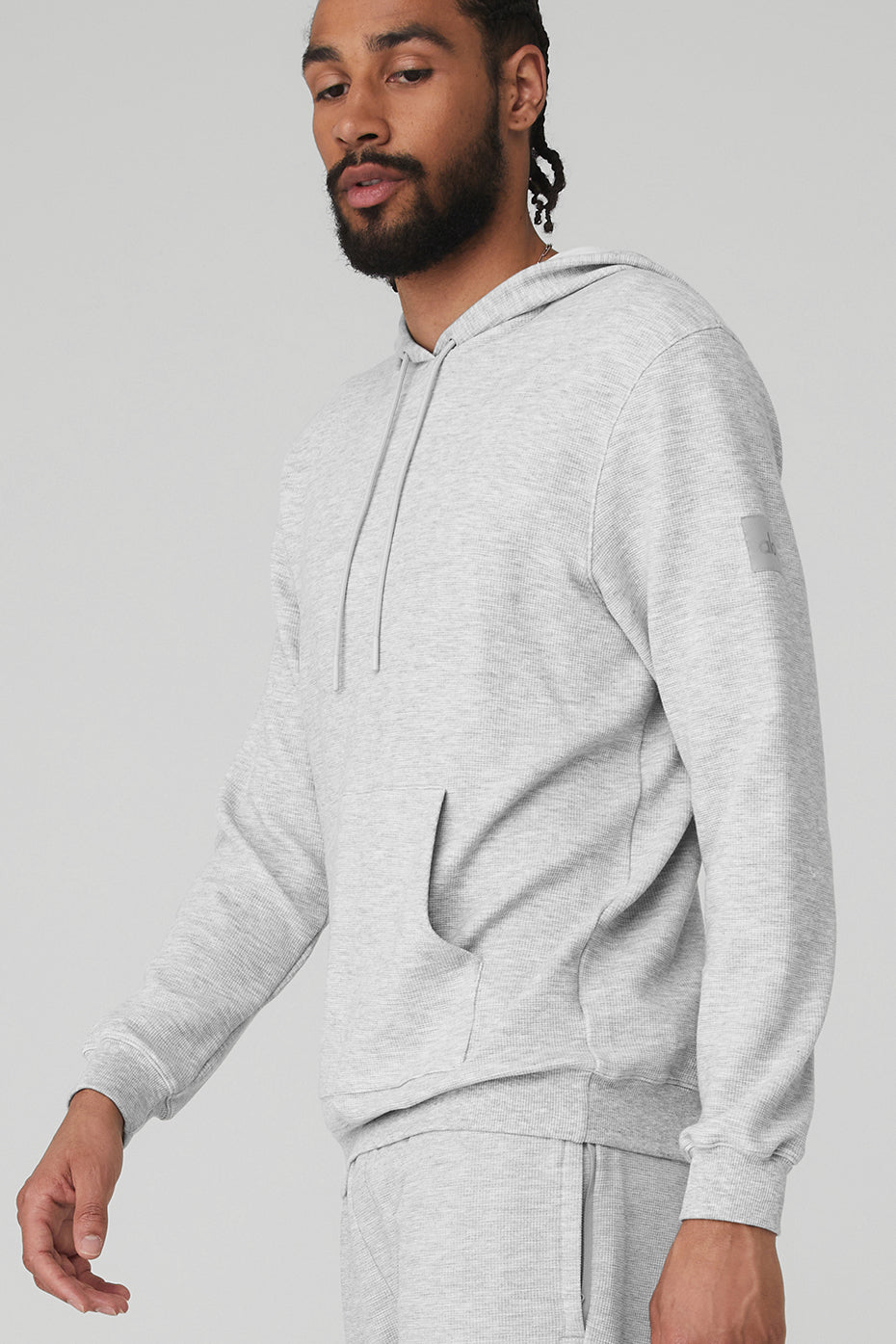 Grey Men's Alo Yoga Micro Waffle Fast Break Hoodie | RQZ-987620