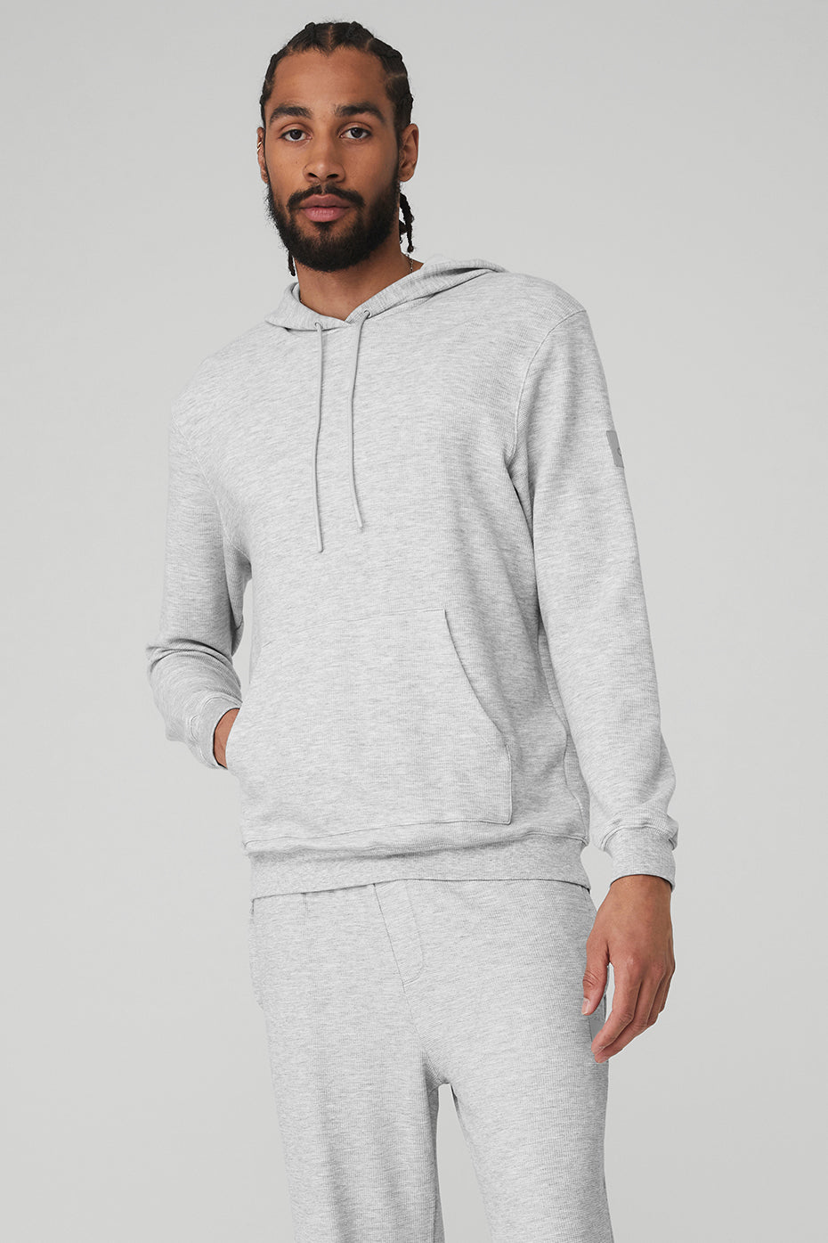 Grey Men\'s Alo Yoga Micro Waffle Fast Break Hoodie | RQZ-987620