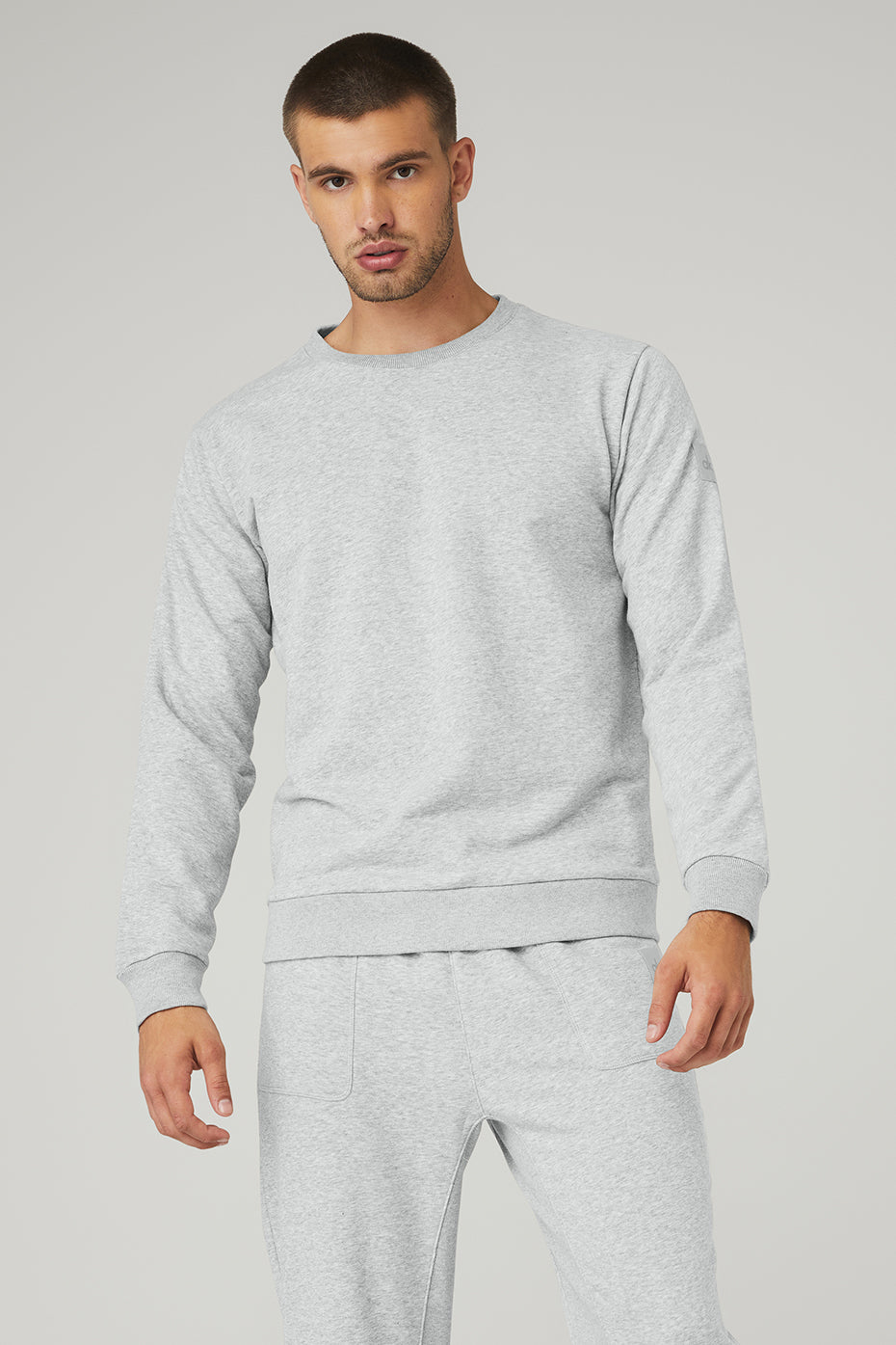 Grey Men\'s Alo Yoga Qualifier Crewneck Sweatshirts | EFY-304162