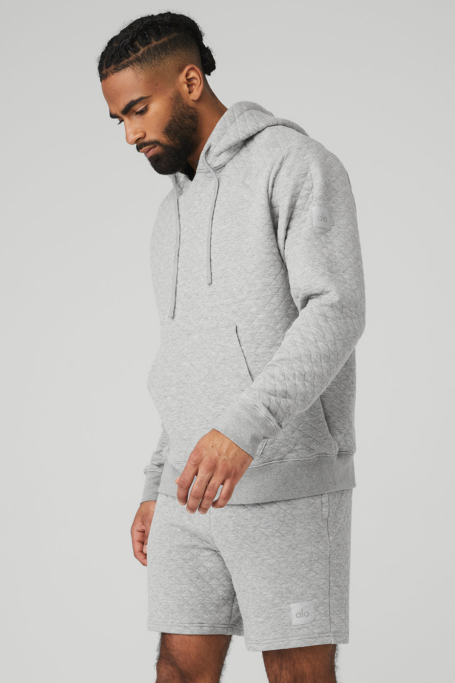 Grey Men's Alo Yoga Quilted Stadium Hoodie | ZYL-735189