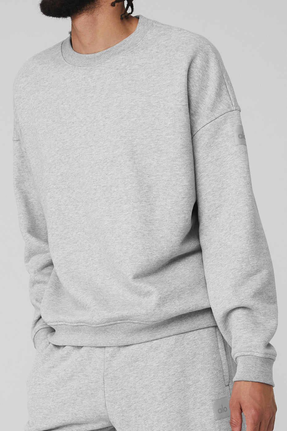 Grey Men's Alo Yoga Renown Heavy Weight Crew Neck Pullover Sweatshirts | LBK-081359