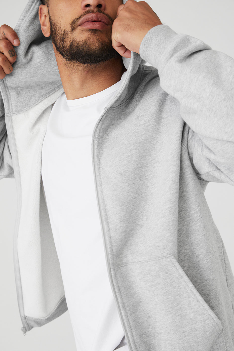 Grey Men's Alo Yoga Renown Heavy Weight Full Zip Hoodie | PBF-620415