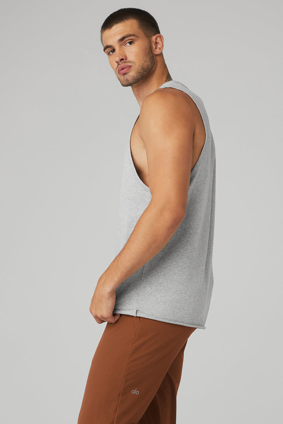 Grey Men's Alo Yoga Society Tanks | OQR-724596